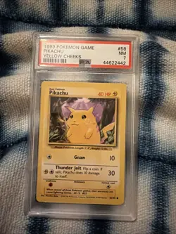 Pokemon 1999 Base Set Pikachu 58/102 Yellow Cheeks Shadowless PSA 7 - Image 1