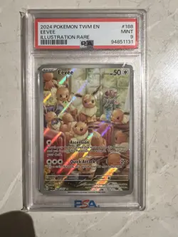 PSA 9 Eevee 188/167 - Illustration Rare Twilight Masquerade Pokemon TCG 2024 - Image 1