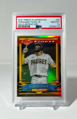 Fernando Tatis Jr 2021 Topps Finest Flashbacks Gold Refractor 8/50 PSA 10 POP 11 - Image 1