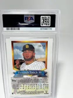Fernando Tatis Jr 2021 Topps Finest Flashbacks Gold Refractor 8/50 PSA 10 POP 11 - Image 3