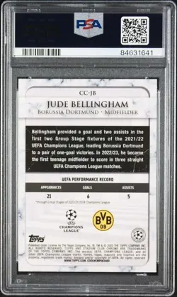 2022 Stadium Club Chrome Jude Bellingham Championship Contributions PSA 10 GEM - Image 2