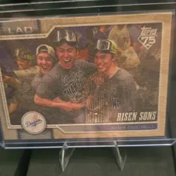 2026 Topps Series 2 Risen Sons Wood 10/25 #642 Ohtani/Sasaki/Yamamoto Dodgers - Image 3