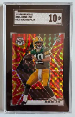Jordan Love 2020 Panini Mosaic Rookie RC Gold Reactive Prizm #211 Packers SGC 10 - Image 1