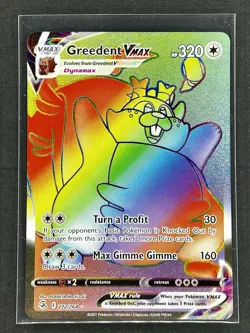 Greedent VMAX 272/264 Pokemon Fusion Strike Secret Rare Rainbow Holo NM - Image 1