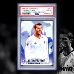 ZINEDINE ZIDANE PURPLE 52/75 ⚽🏆🔥 2025-26 TOPPS US-24 UCC CHROME PSA 10 POP 1! - Image 1