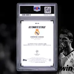 ZINEDINE ZIDANE PURPLE 52/75 ⚽🏆🔥 2025-26 TOPPS US-24 UCC CHROME PSA 10 POP 1! - Image 2