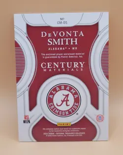 2022 Panini National Treasures DEVONTA SMITH Century Materials #d /25 - Image 2