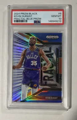2024 Panini Prizm Black Kevin Durant Fractal Blue PSA 10 #’d /199 POP 4 - Image 1