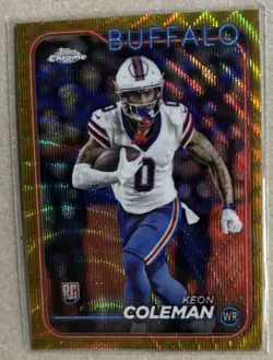 2024 TOPPS CHROME GOLD WAVE REFRACTOR #209 KEON COLEMAN #’D 15/50 - Image 1
