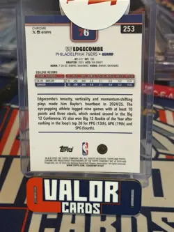 2025-26 Topps Chrome - VJ Edgecombe #253 BLUE X-Fractor (RC) Topps Exchange SP - Image 3