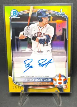 Bryce Boettcher #CPA-BB 1st Auto [Yellow Refractor] 7/75 2025 Bowman Chrome - Image 1