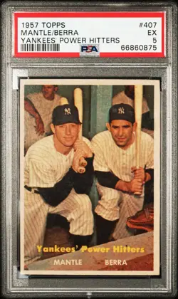 1957 Topps Baseball #407 - Mantle/ Berra - Yankees' Power Hitters - PSA 5 EX - Image 1