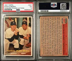 1957 Topps Baseball #407 - Mantle/ Berra - Yankees' Power Hitters - PSA 5 EX - Image 3