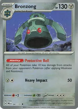Bronzong (Master Ball Pattern) 067/131 Prismatic Evolutions Pokemon Holo NM - Image 1