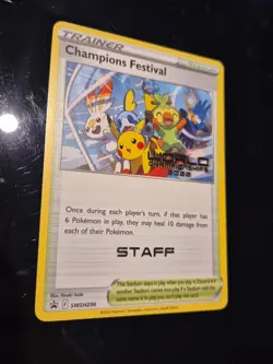 Pokemon Card Champions Festival STAFF Promo SWSH296 World Championships 2022 (2) - Image 3