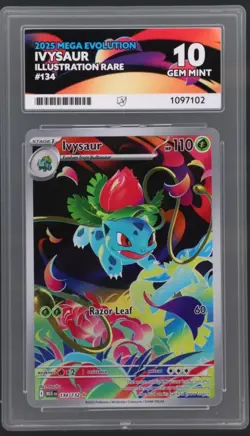 Pokemon TCG Ivysaur IR 134/132 Mega Evolution ACE 10 Gem Mint Graded - Image 1
