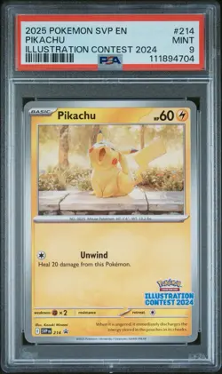 2025 POKEMON SVP EN-SV BLACK STAR PROMO ILLUSTRATION CONTEST 2024 PIKACHU PSA 9 - Image 1
