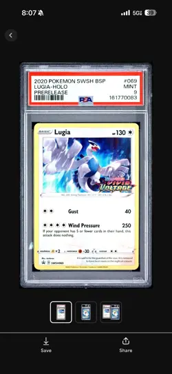 PSA 9 Lugia Holo Prerelease SWSH069 Vivid Voltage Pokemon Promo - Image 1