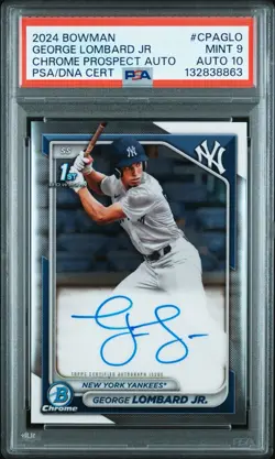 GEORGE LOMBARD JR. 2024 Bowman chrome rookie Auto PSA 9 AUTO 10 - Image 1