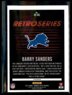 2021 PANINI DONRUSS OPTIC RETRO SERIES Holo BARRY SANDERS LIONS - Image 2