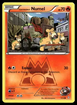 Team Magma's Numel 1/34 Common Double Crisis Pokemon Near Mint - Image 1
