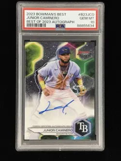 Bowman’s Best of 2023 Autograph Junior Caminero Prospect Auto PSA 10 GEM MINT - Image 1
