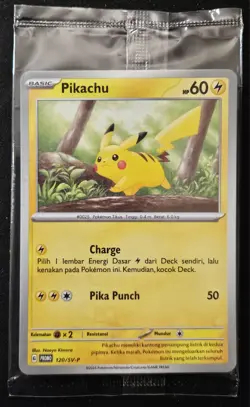 Sealed Pikachu 120/SV-P Indonesian Promo Pokeball Reverse Holo Pokemon 2024 NM - Image 1
