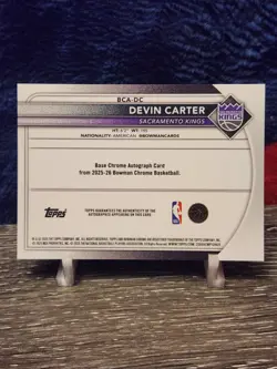 2025-26 Bowman Devin Carter Chrome Autographs Green Shimmer Refractor /99 - Image 2