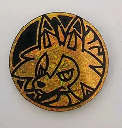 Pokemon Lycanroc Coin Token Bronze / Orange for TCG Pokemon (3.5cm diameter) - Image 1