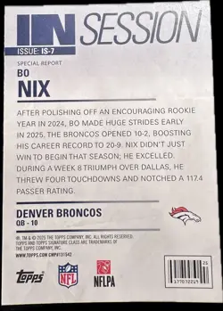 2025 Topps Signature Class - In Session Bo Nix #IS-7 - Image 2