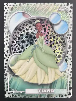 2026 Topps Chrome Disney Tiana Dalmatian Shimmer Refractor #d/101 SSP Princess - Image 1