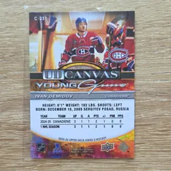 Upper Deck 2025-26 Series 2 UD Canvas Young Guns Rookie Ivan Demidov C-231 - Image 4