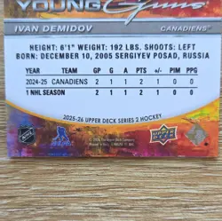 Upper Deck 2025-26 Series 2 UD Canvas Young Guns Rookie Ivan Demidov C-231 - Image 5