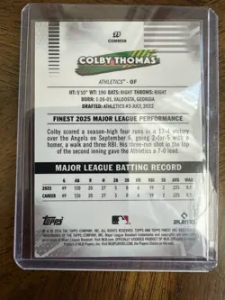 2026 Topps Finest Colby Thomas RC Rookie Card Refractor SP /30 - Image 3