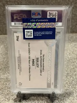 2023 Topps Chrome Disney Sulley Mike Wazowski Dual Auto #DL6 PSA 9 Green /99 - Image 2