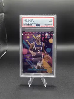 Tyrese Maxey 2025-26 Topps Finest - Purple Geometric /100 PSA 9 - Image 1