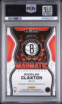 2024 PANINI OBSIDIAN MAGMATIC SIGNATURES NICOLAS CLAXTON 108/149 PSA 10 AUTO 9 - Image 2