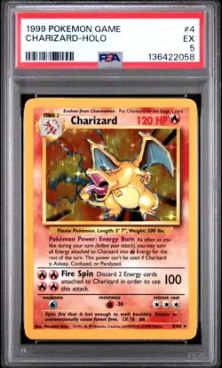 🔥 PSA 5 EX CHARIZARD HOLO RARE | BASE SET 4/102 🔥 - Image 2