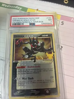 2021 POKEMON SWSH PROMO CELEBRATIONS ETB #144 GRENINJA-GOLD STAR PSA 7 - Image 1