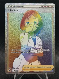 Pokemon Chilling Reign Doctor 214/198 Rainbow Full Art Trainer Secret Rare - Image 1