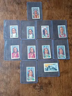 1927 Godfrey Phillips Red Indians 10 Card Lot + 1 Car Geronimo Black Hawk RARE - Image 1
