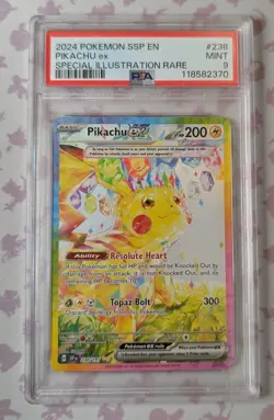 2024 POKEMON SSP EN-SURGING SPARKS SPECIAL ILLUSTRATION RARE PIKACHU EX PSA 9 - Image 1