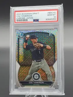 2023 Bowman Draft Chrome 1st Japan MOJO Refractor Colt Emerson PSA 10 - Image 1