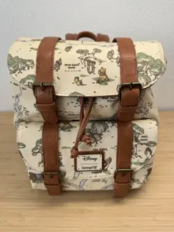 Loungefly Disney Winnie the Pooh Hundred Acre Wood Map Canvas Backpack New - Image 1