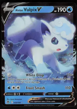 Alolan Vulpix V Ultra Rare SWSH12: Silver Tempest 033/195 NM Holo - Image 1