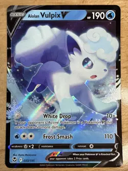 Pokemon TCG Alolan Vulpix V Sword & Shield - Silver Tempest 033/195 Holo... - Image 1