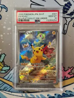 2022 Pokemon Japanese SV Promo SVP Scarlet & Violet Pre-Order 001 Pikachu Psa 10 - Image 1