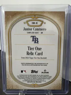 Topps 2026 Tier One Junior Caminero Game Used Relic #T1R-JC /199 Rays - Image 2