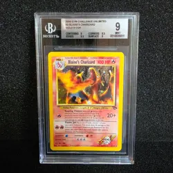 2000 Blaine's Charizard 02/132 Gym Challenge CORRECTED SYMBOL Pokemon ENG BGS 9 - Image 1