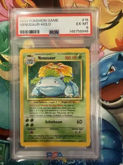 1999 Pokemon Venusaur Unlimited-Holo Rare Base Set #15/102 TCG PSA 6 - Image 1
